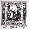 Nespalvotas „Ex Libris“ atspaudas su figūromis puošniame rėmelyje
