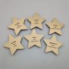 Šešios šviesios žvaigždės formos nominacijos su vardais ir šmaikščiais titulais.