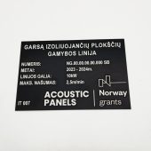 Juoda „Acoustic Panels“ gaminio techninių duomenų lentelė
