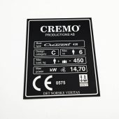 Juoda „CREMO“ gaminio techninių duomenų lentelė