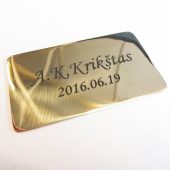 Auksinė plokštelė su lazeriu graviruotu tekstu