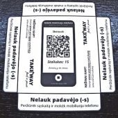 Stalo kortelių rinkinys su mokėjimo QR kodu ir instrukcijomis