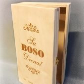 Medinė vyno dėžutė su graviruotu sveikinimu Boso dienos proga