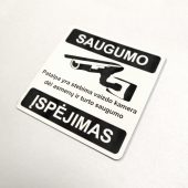Balta Rowmark įspėjamoji lentelė apie vaizdo stebėjimą